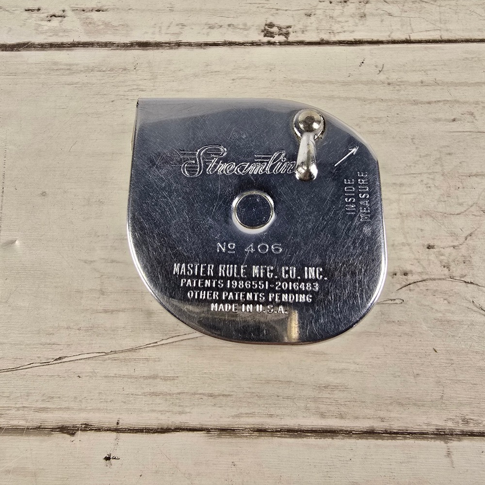 Vintage 50's Master Rule Streamline No 406 Tape Measure 6ft Steel Made in USA
